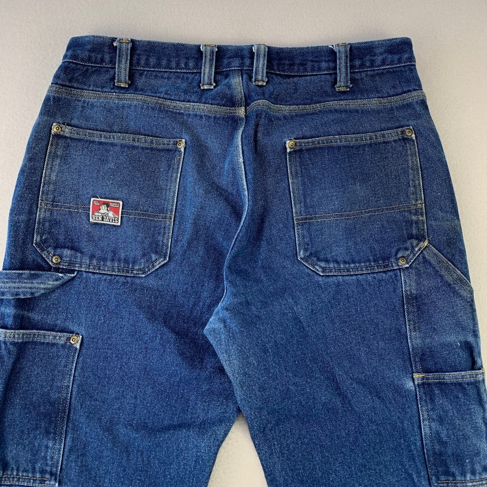 Vintage Ben Davis Carpenter Jeans Men 36 Blue Faded Denim Workwear Heavyweight